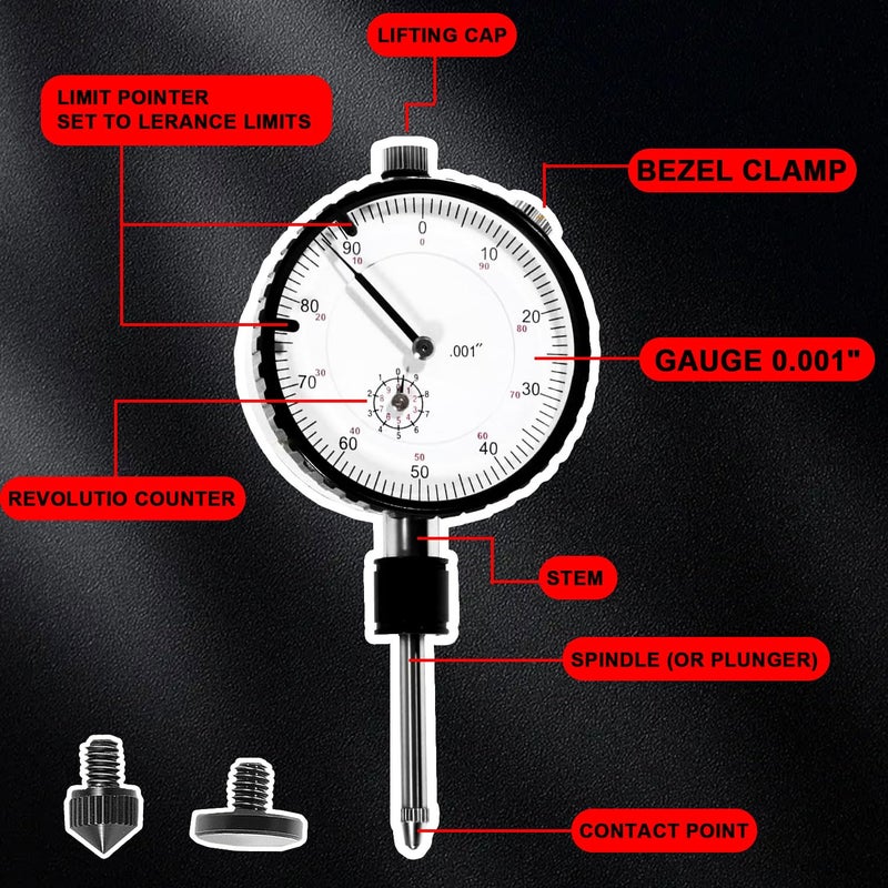 mooncar 6434 Cylinder Bore Gauge Sleeve Height/Counter Bore Gauge Suitable for All Diesel Engines,Gauge Range 0-1.00" Graduation 0.001" Reading 0-100 - Image 3